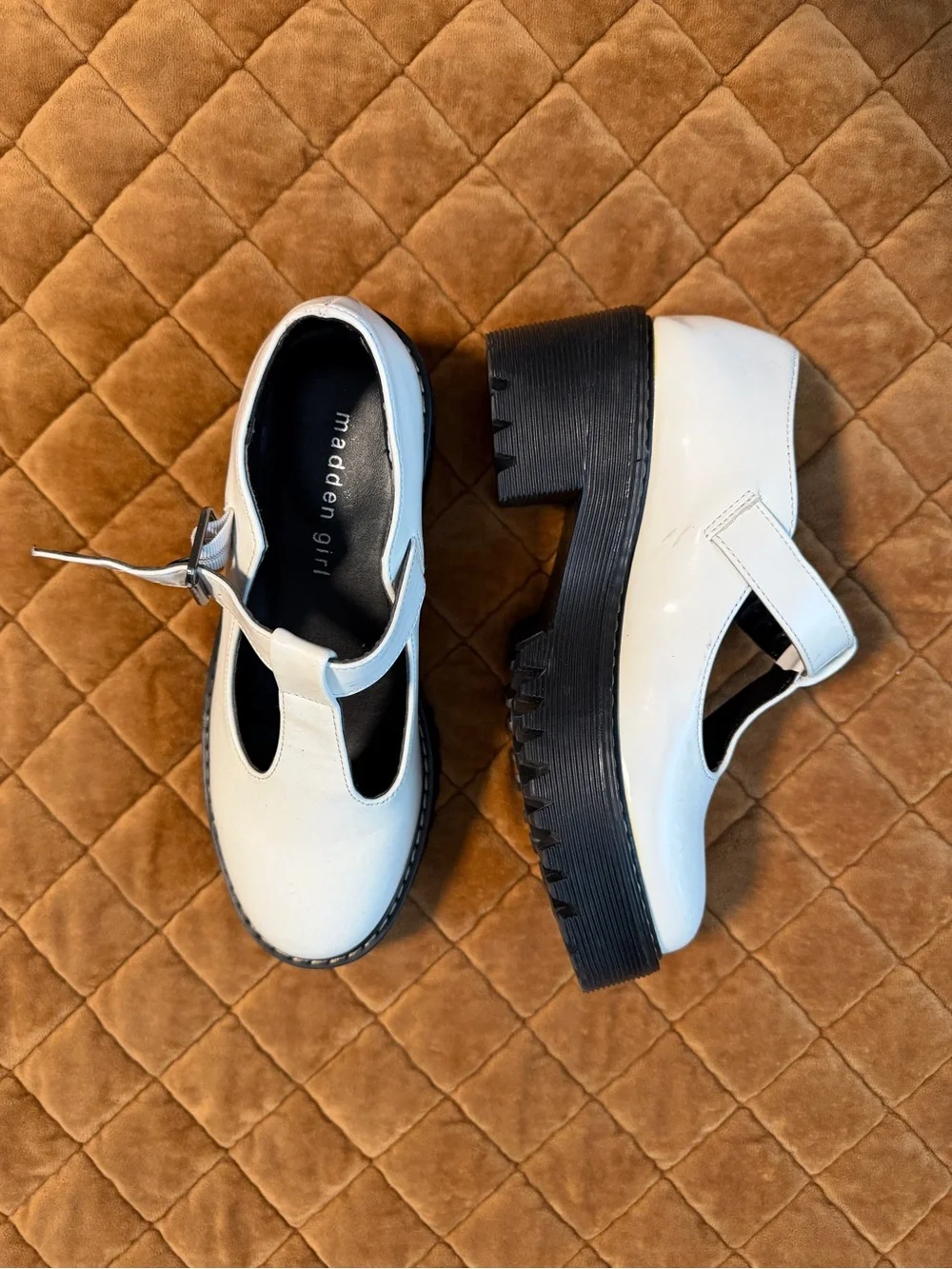 Madden girl White Chunky Platform Mary Jane Shoes with Buckle
